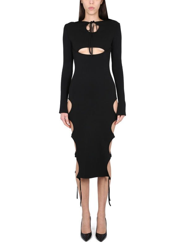 Dress With Cut-Out Details Black Viscose