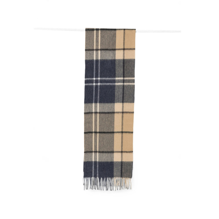 Scarf Tartan Wool Neutrals/blue Lambswool