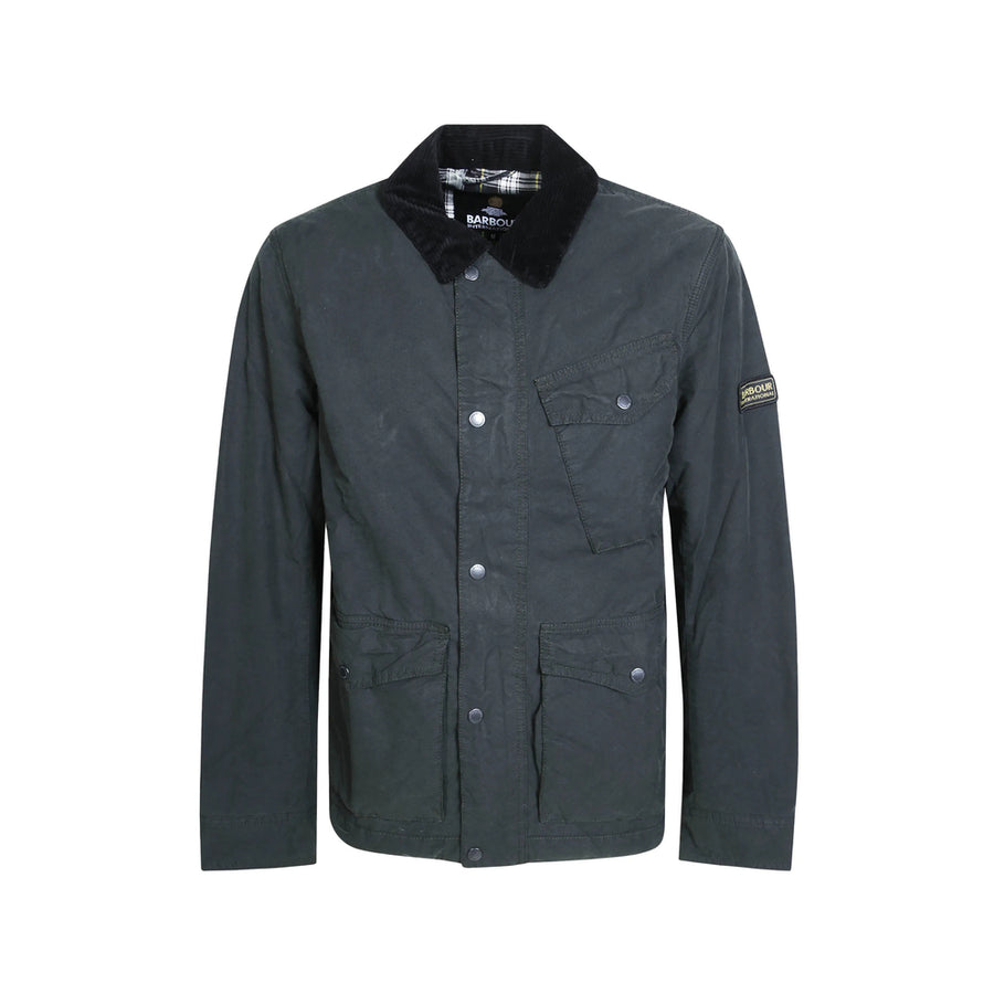 Waxed Military Jacket Green Cotton