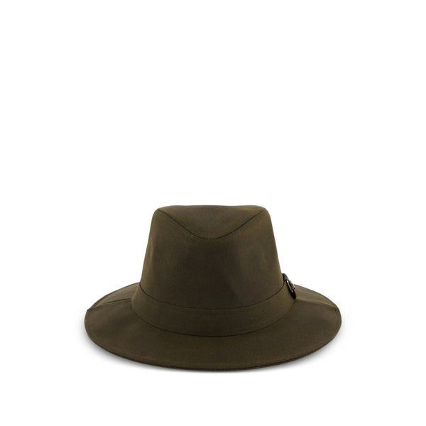 Wide Brim Waxed Cotton Hat Green
