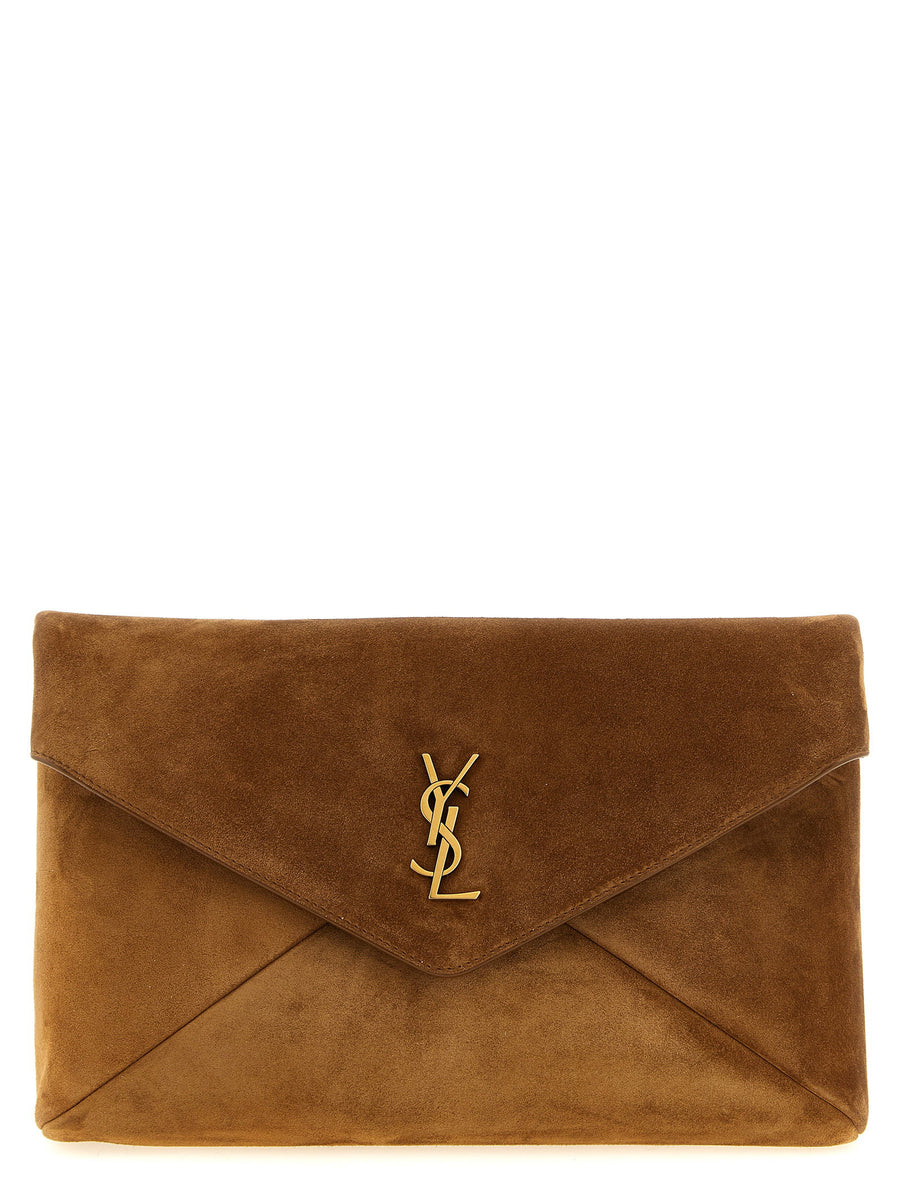 Saint Laurent Envelope Clutch — Caramel