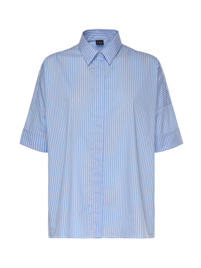 Fay Shirts White/light Blue Cotton