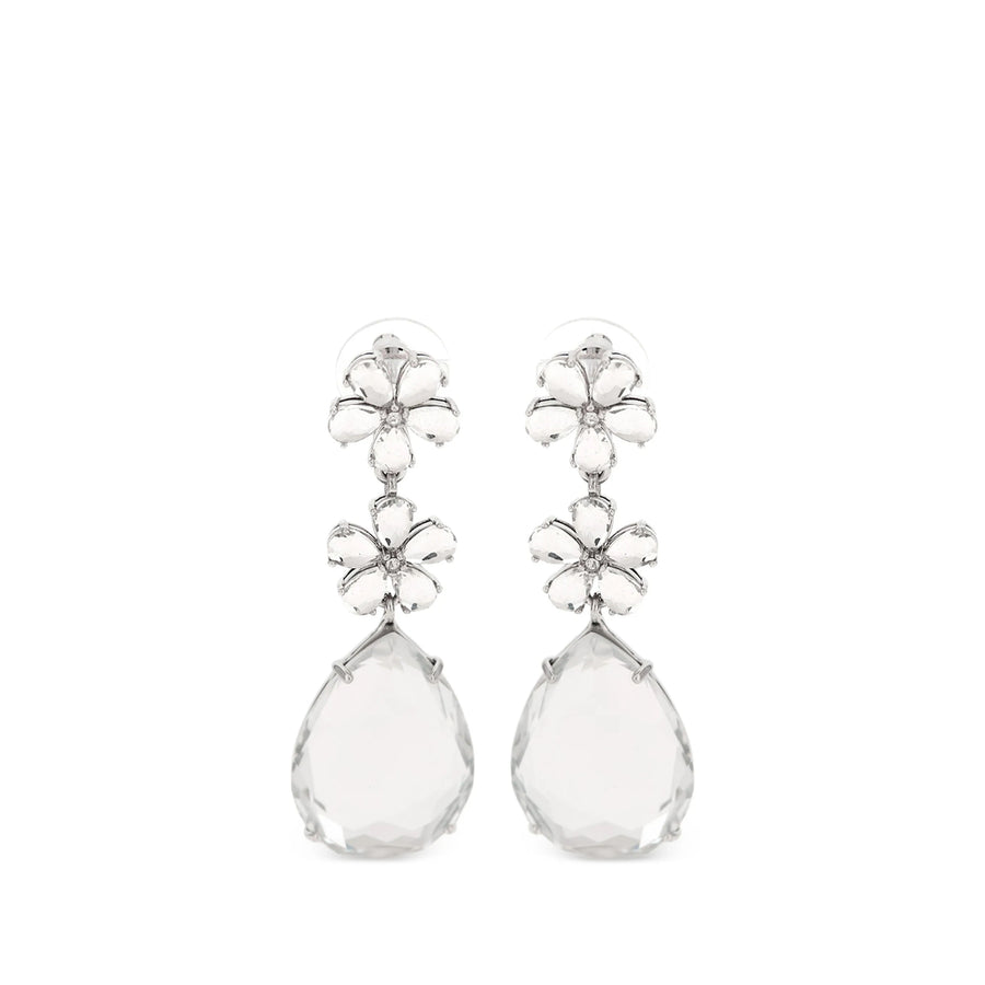 Drop Earrings Crystal Silver-White Silver/white Brass