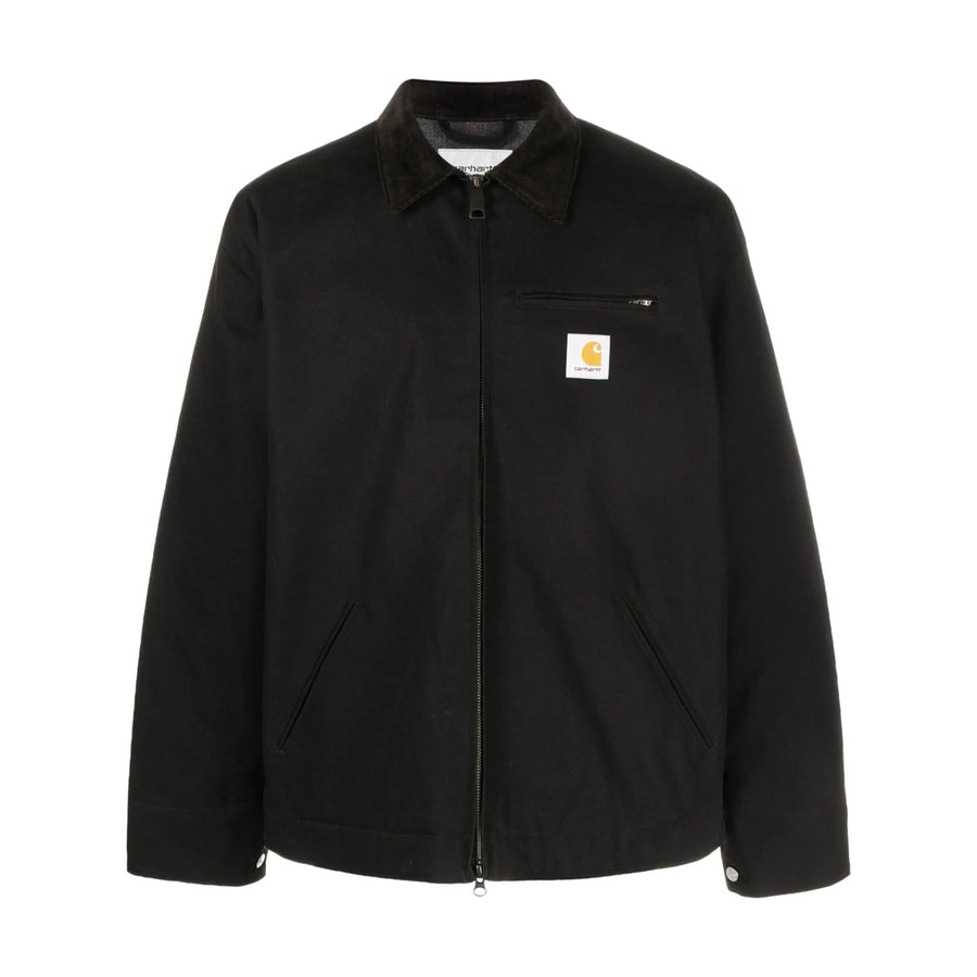 Zip-Up Cotton Shirt Jacket Black