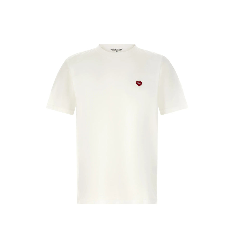 T-Shirt With Heart Patch White Cotton T-shirts
