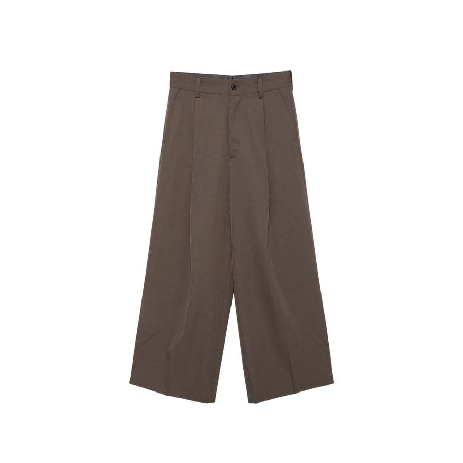 Wide-Leg Wool Trousers Brown