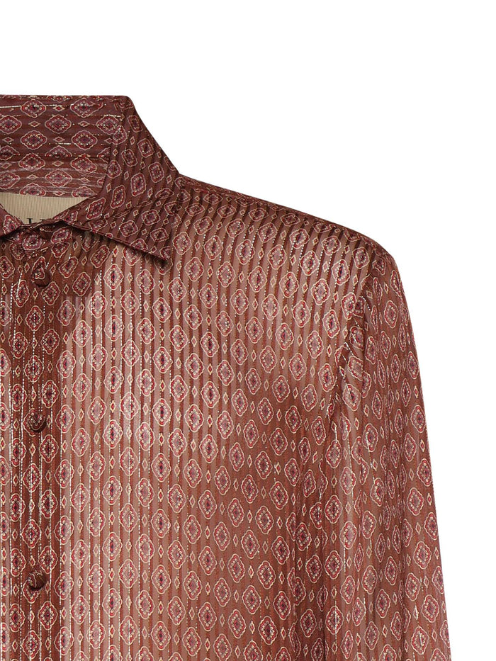 Valentino Garavani Shirts Hazelnut, Bordeaux, Ivory Silk Metallic Fiber