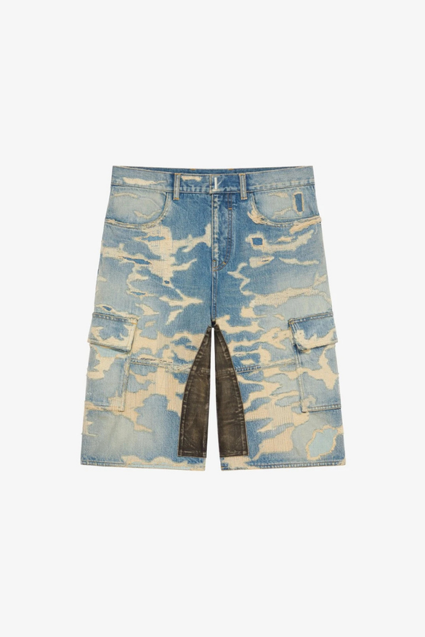 Givenchy Multicutted Curved Shorts W Moleskine_medium Blue Blue,multicolor