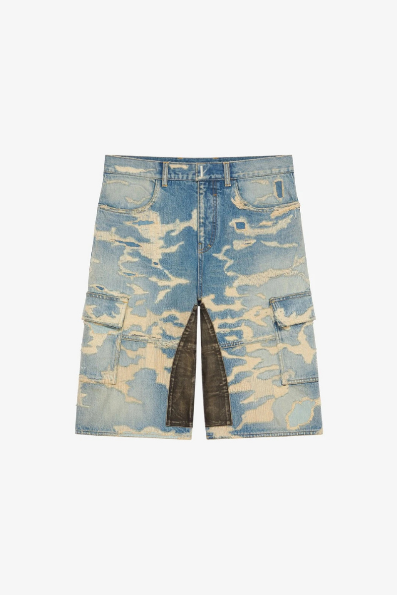Givenchy Multicutted Curved Shorts W Moleskine_medium Blue Blue,multicolor