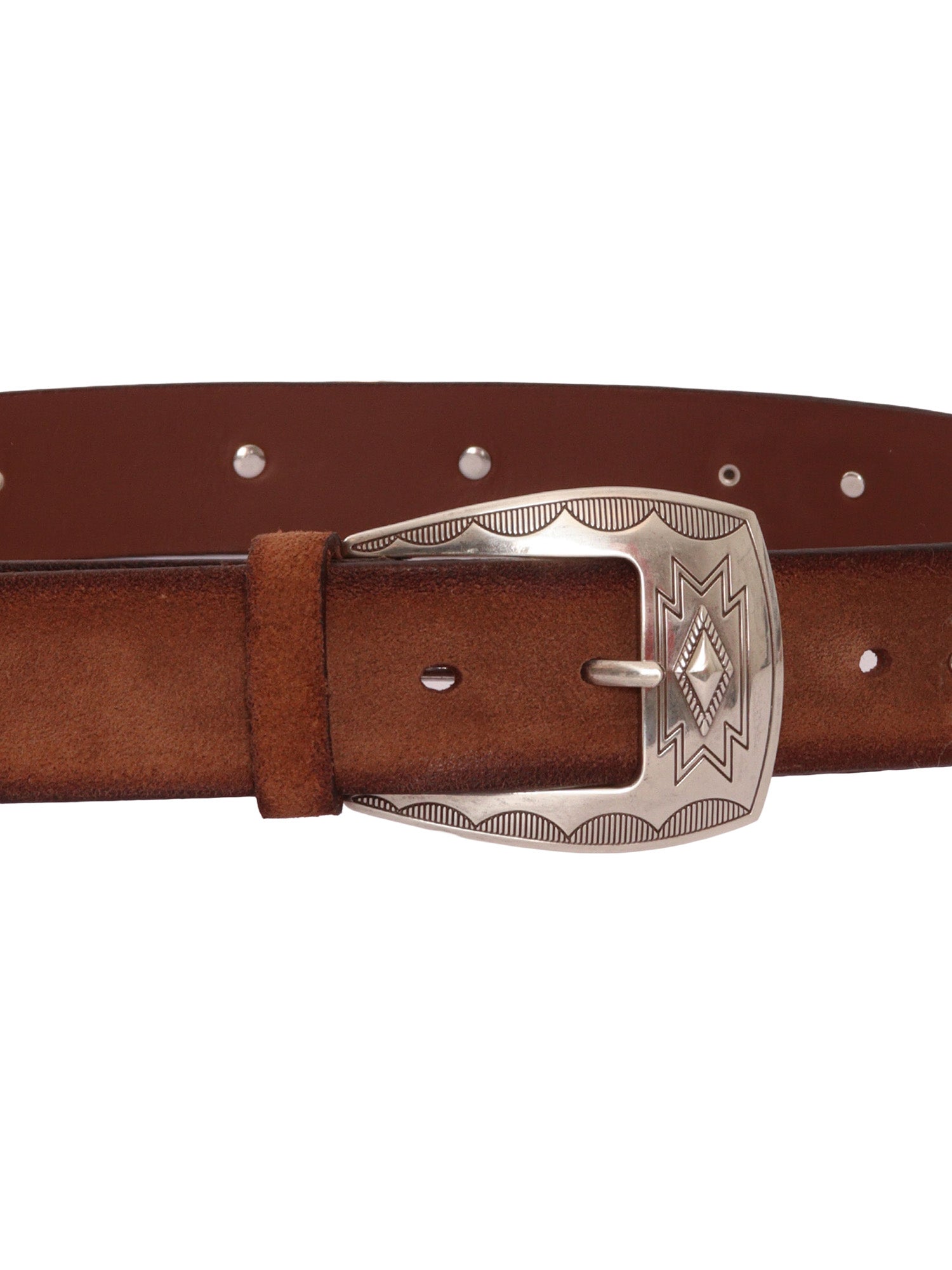 Suede belt with wool appliqu�s and studs Brown Leather