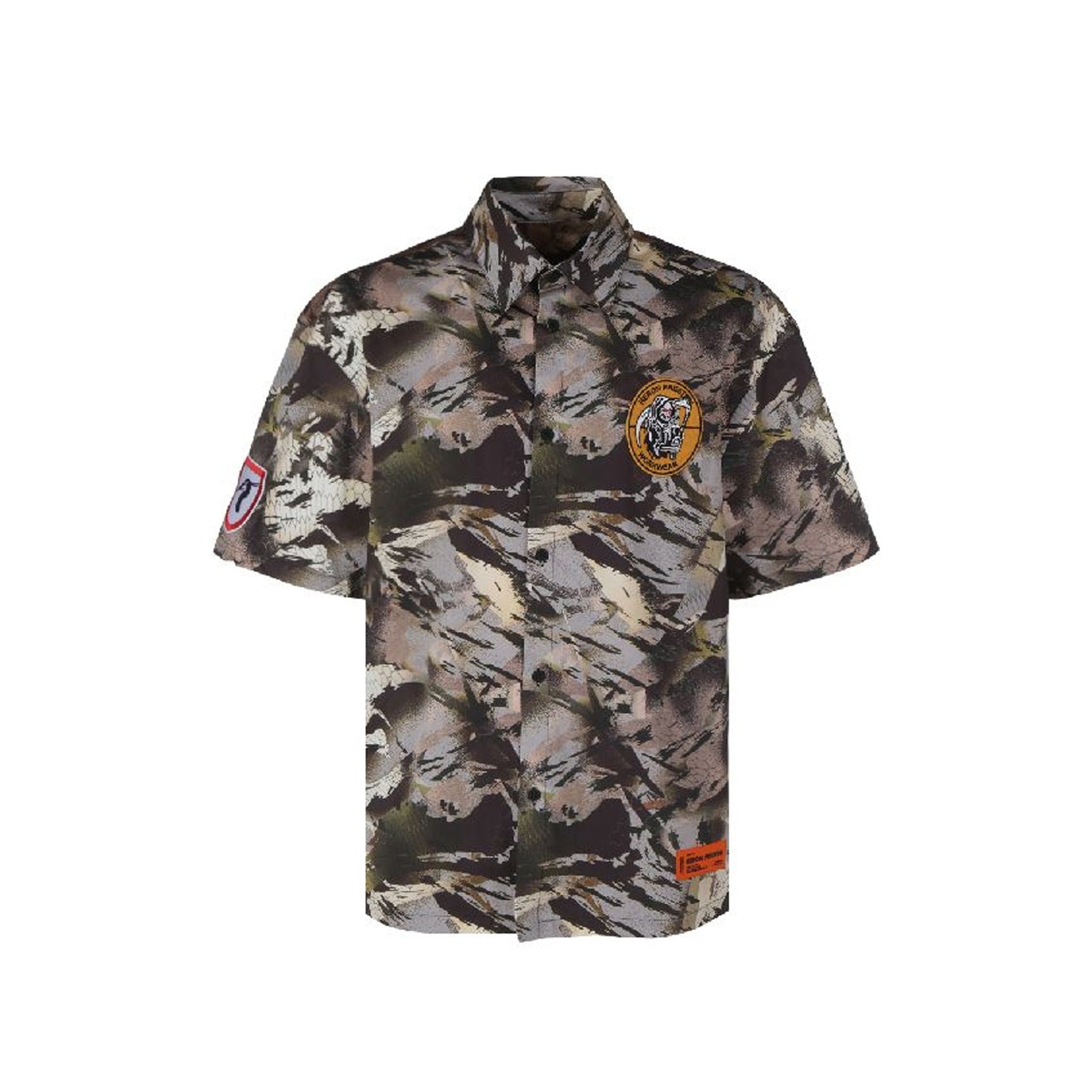 Heron Preston Camouflage Popline Shirt Green Cotton