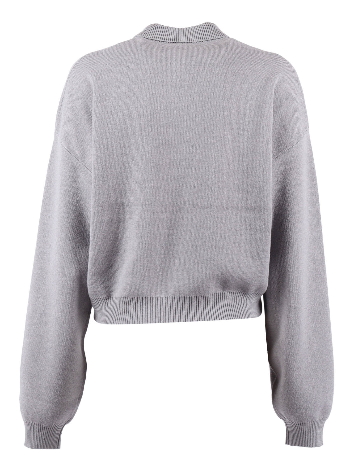 Ellia Longsleeve Knit Polo Grey Crewneck