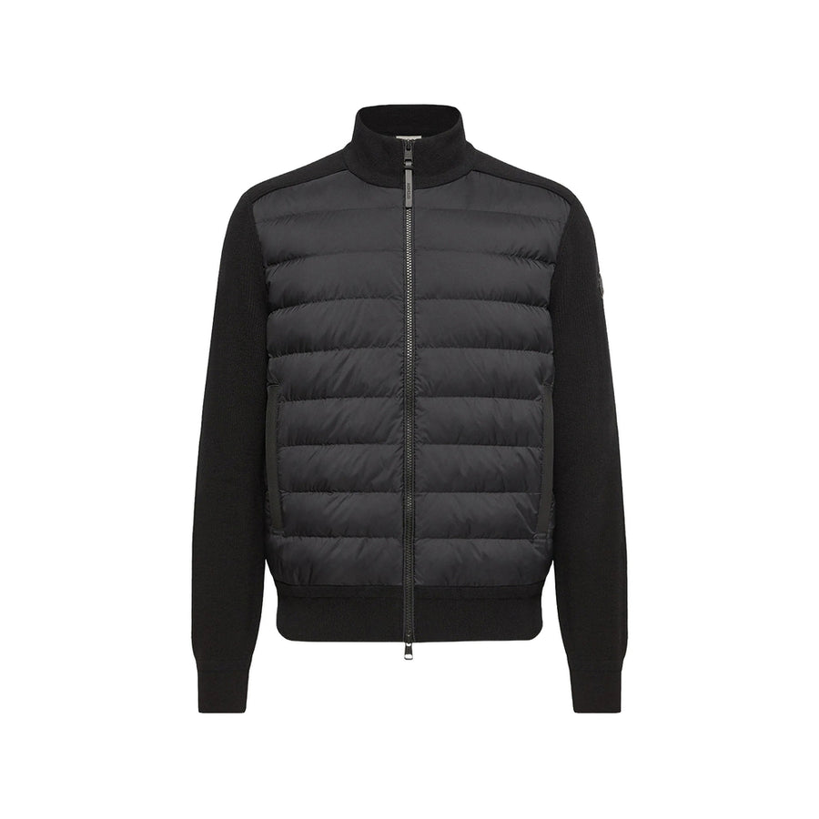 Knit Cardigan With Quilted Panel Black Outer: Virgin Wool Cardigans