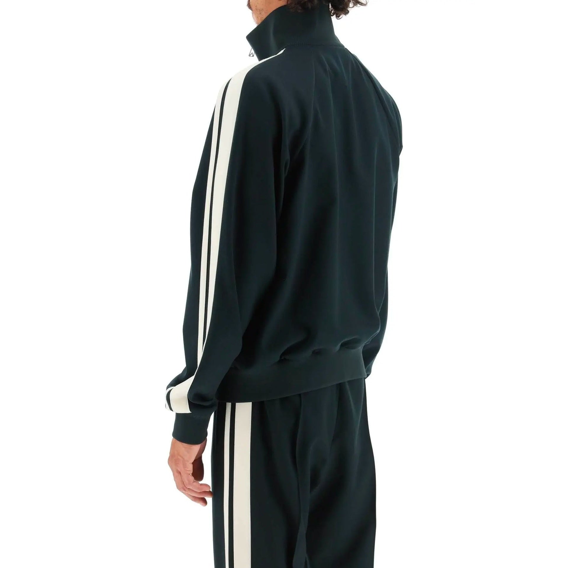 High-Neck Jacket Green Elastane Wool