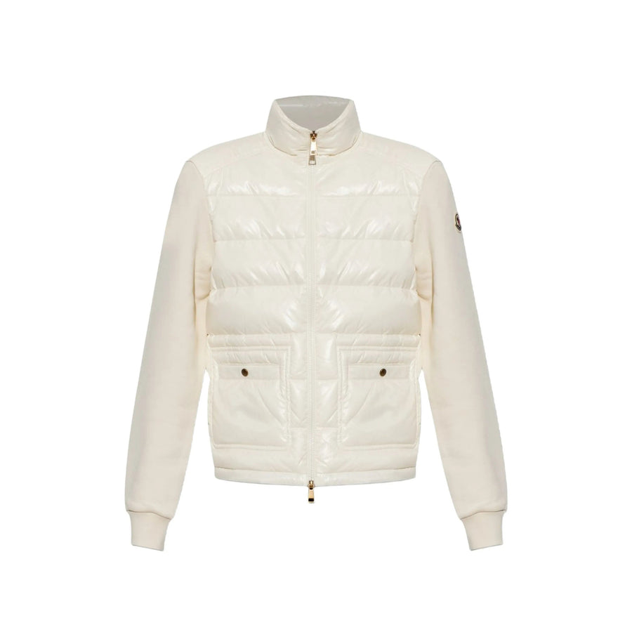 Sweater Quilted High-Neck White Bomber Jackets