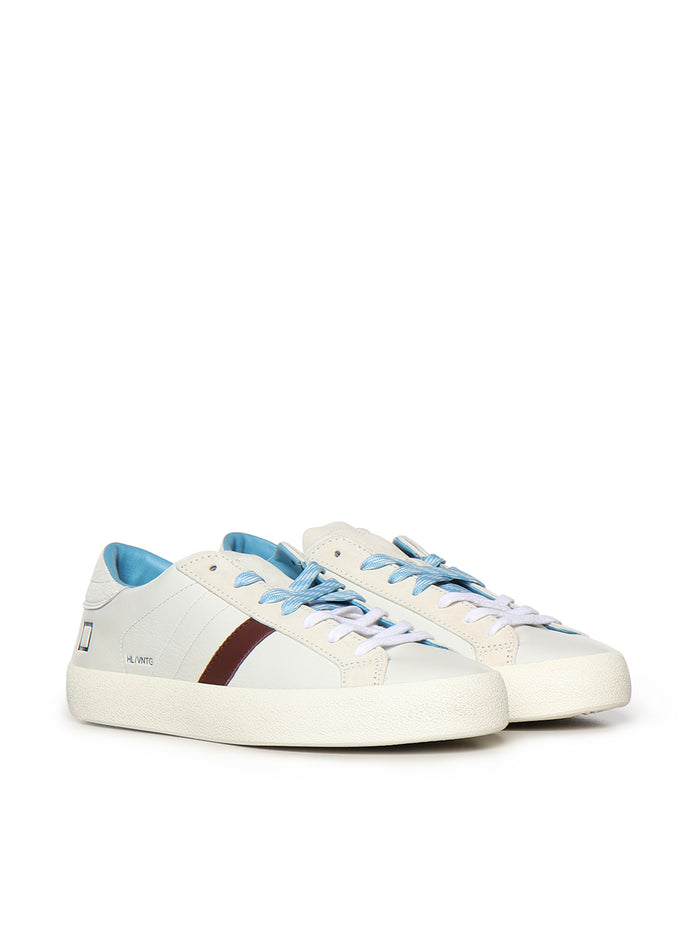 D.A.T.E. Sneakers White Turquoise Goatskin