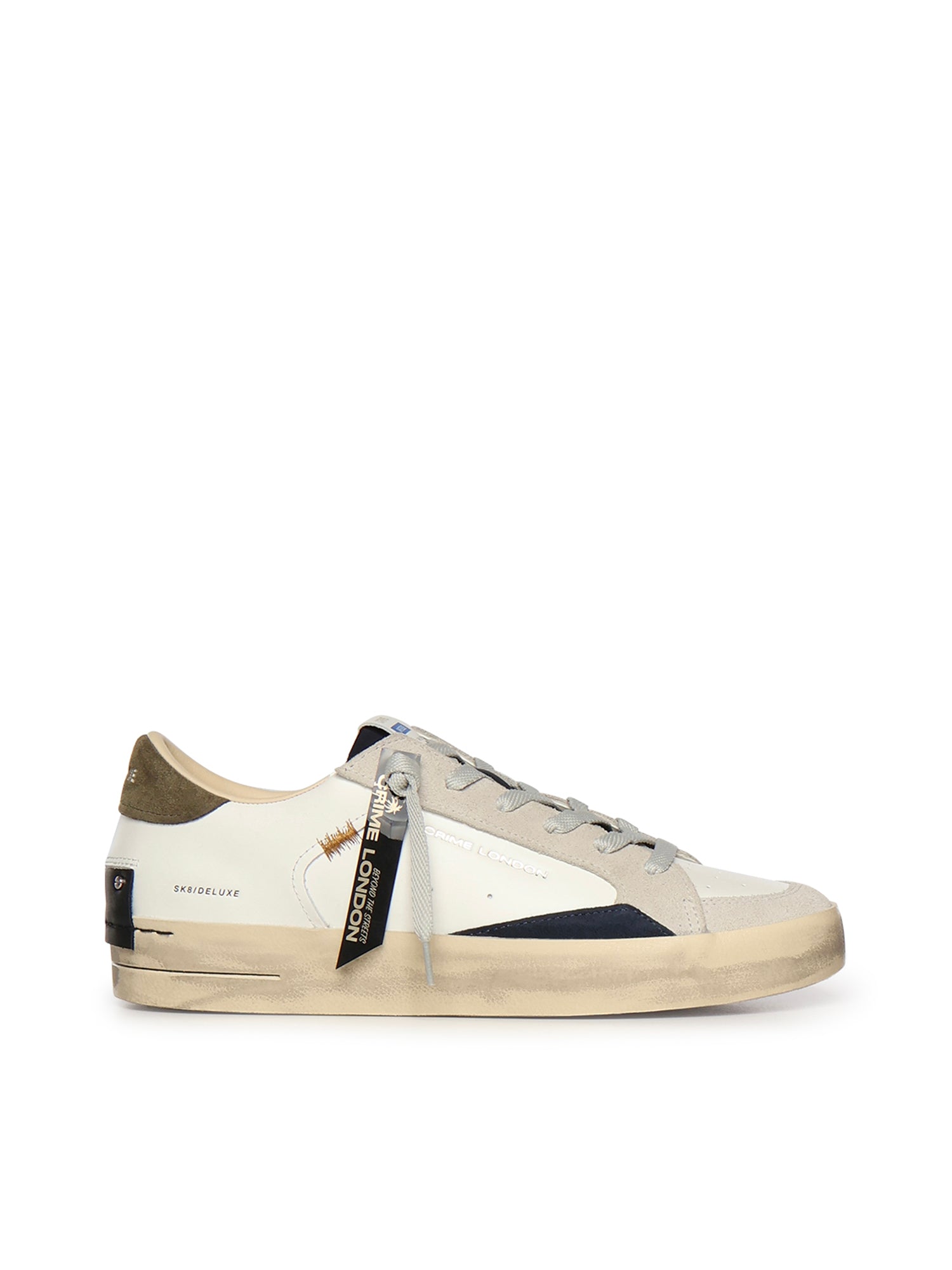 Crime London Sneakers Downtown Green Leather Fabric