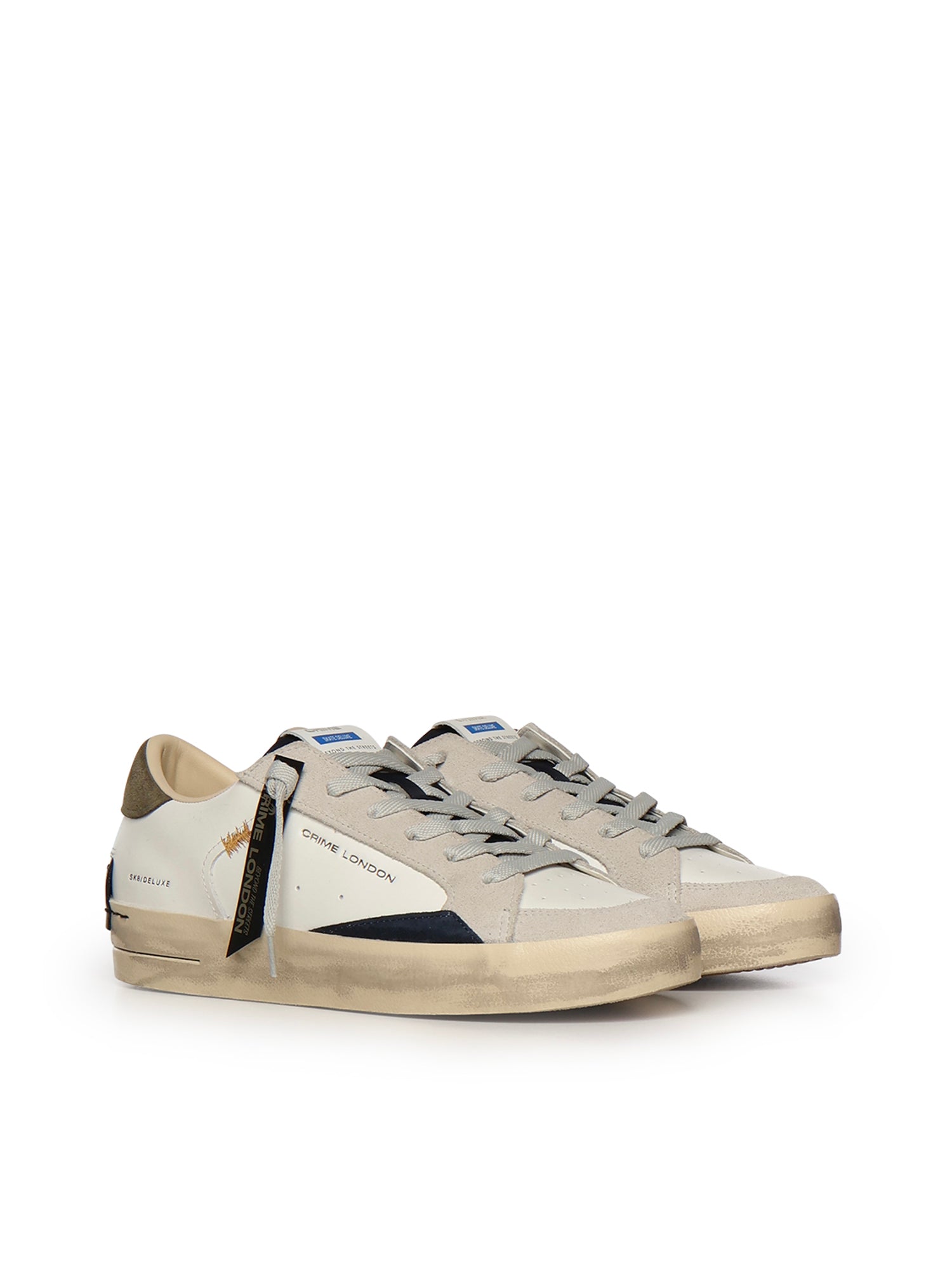 Crime London Sneakers Downtown Green Leather Fabric