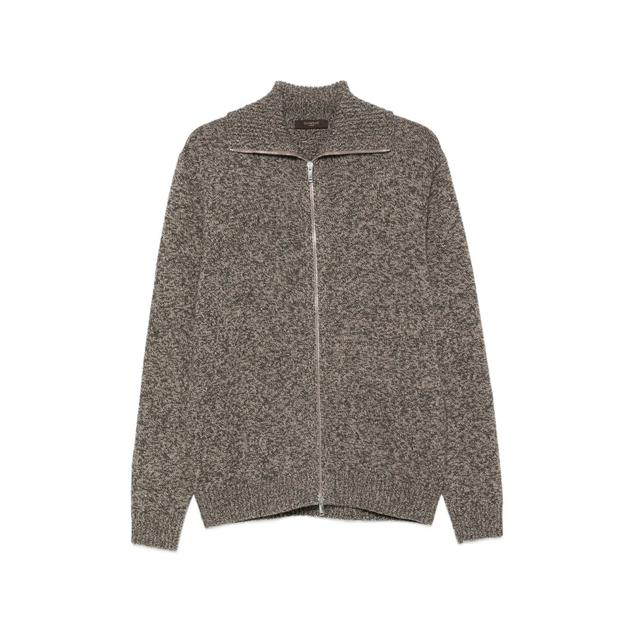Zip-Up Cardigan Virgin Wool Grey Sweater