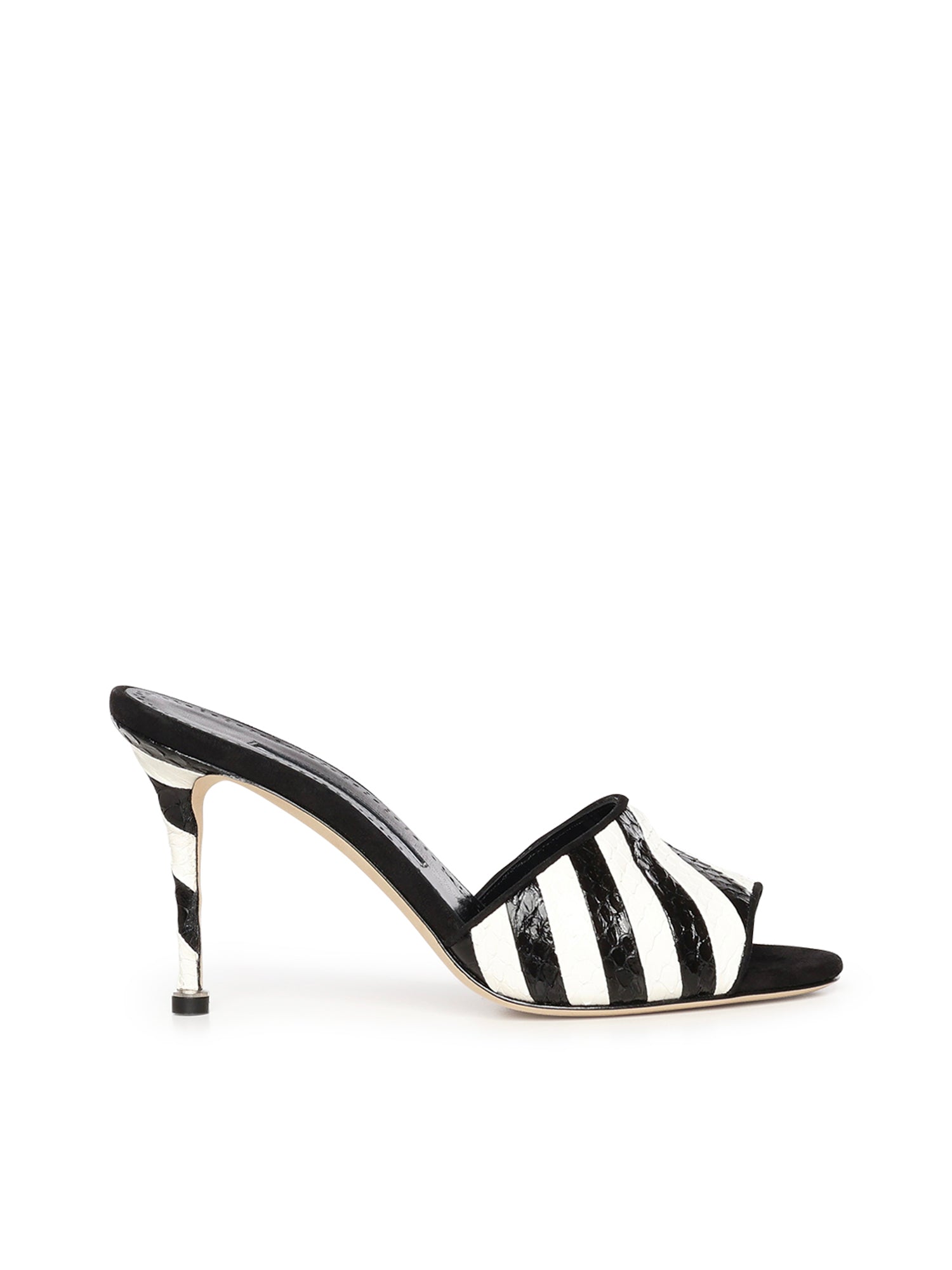 Manolo Blahnik Sandals White Elaphe Carinata