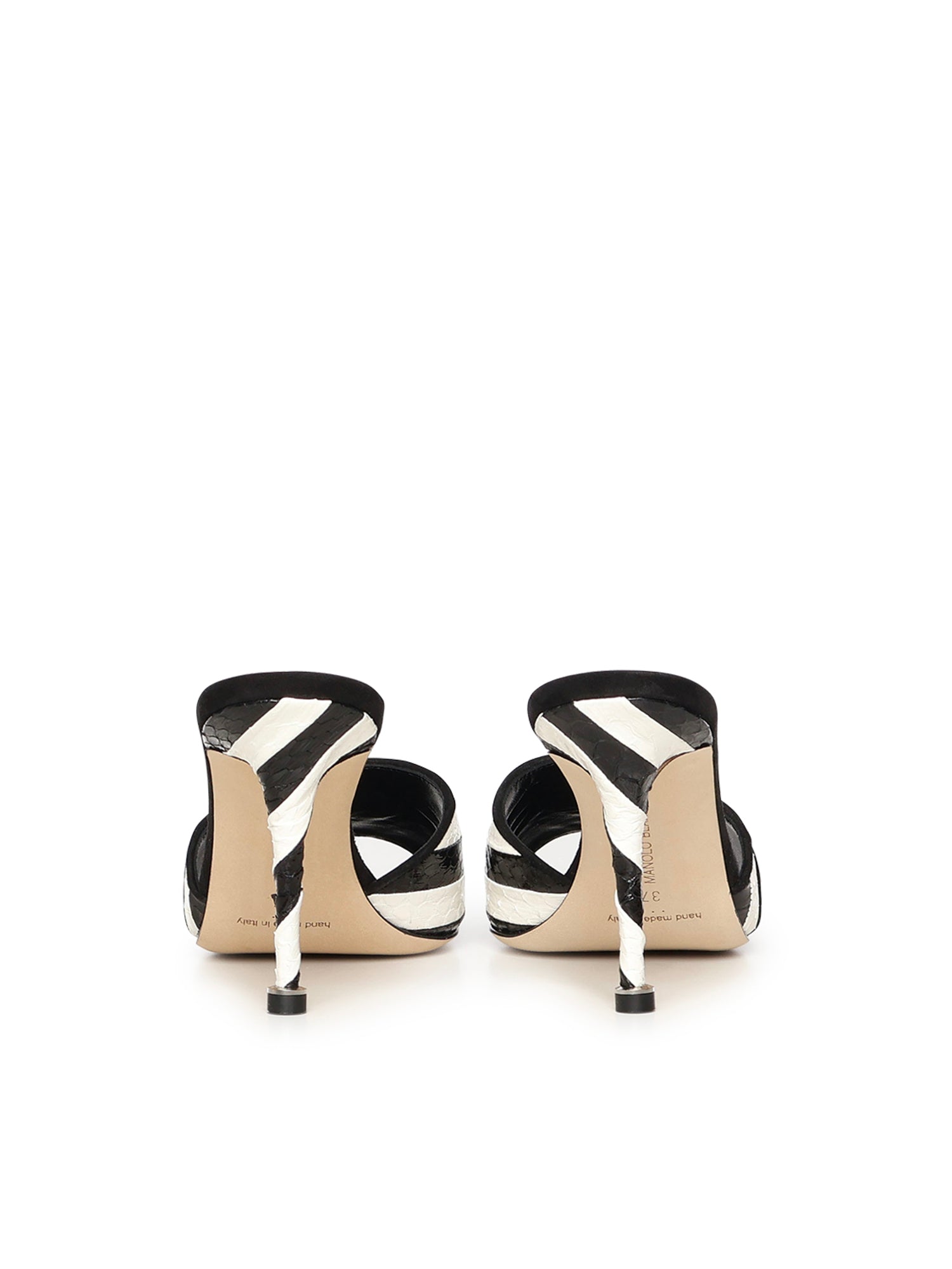 Manolo Blahnik Sandals White Elaphe Carinata