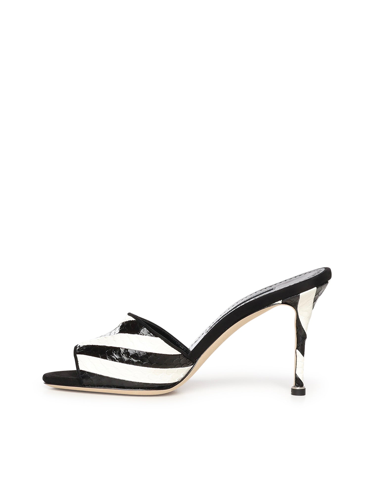 Manolo Blahnik Sandals White Elaphe Carinata