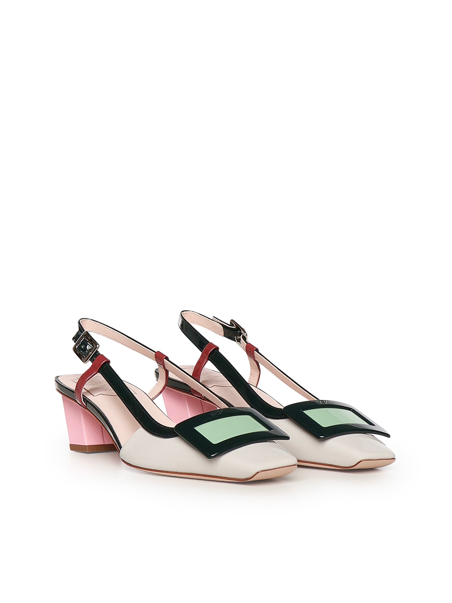 Roger Vivier Flat shoes White/green/turquoise Calfskin