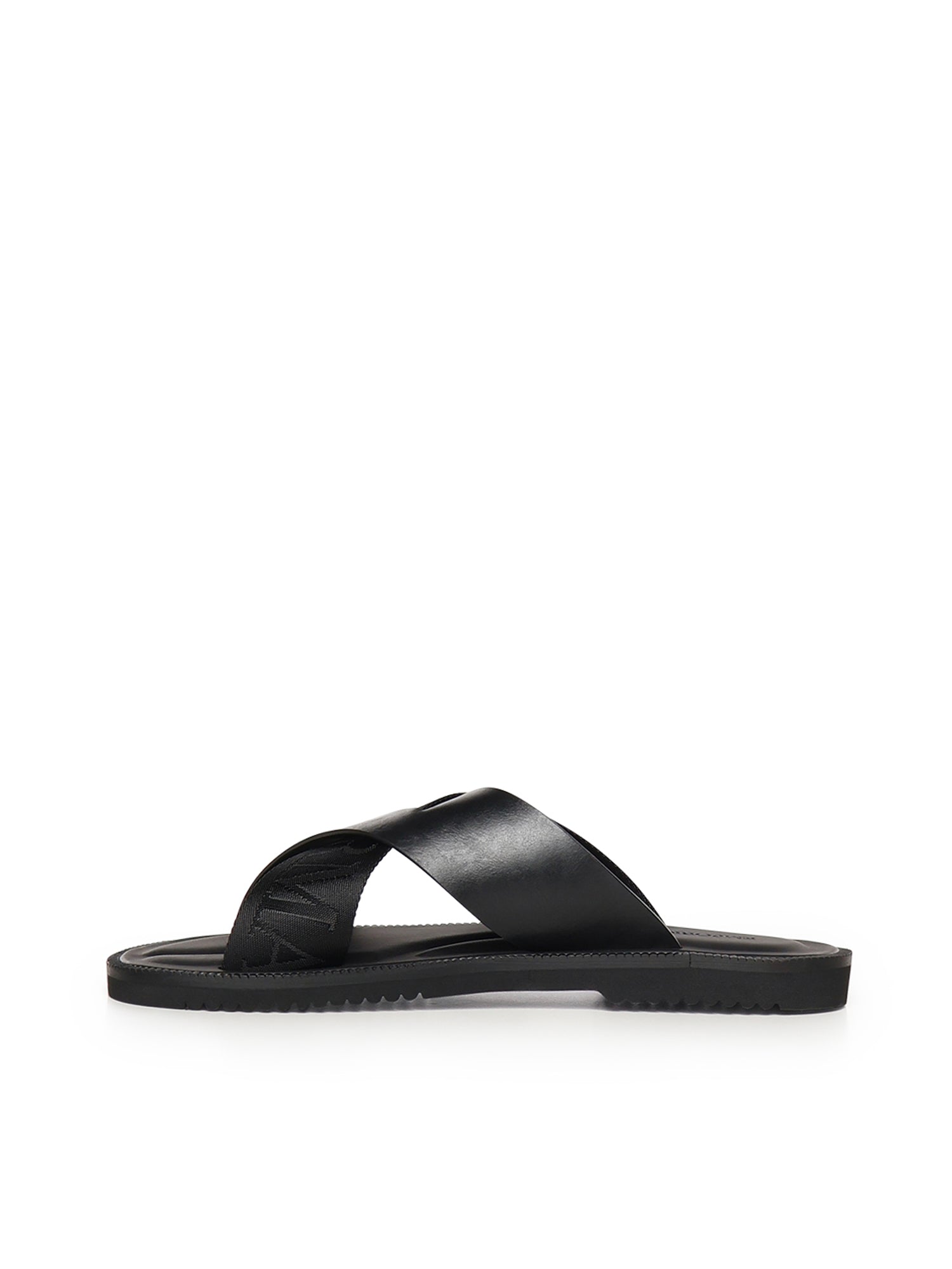 Emporio Armani Sandals Black Cowskin/ Polyester