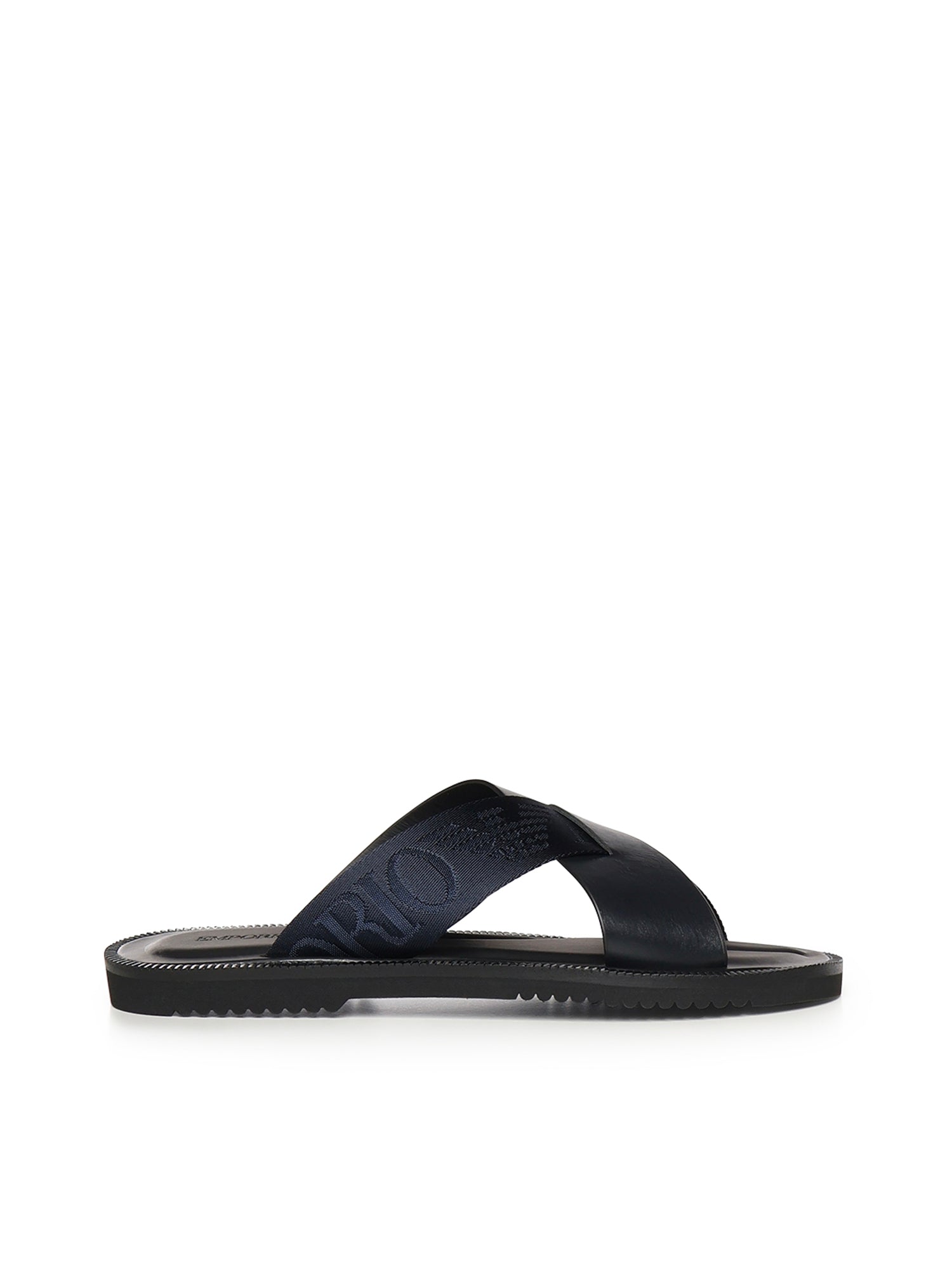 Emporio Armani Sandals Blue Cowskin/ Polyester