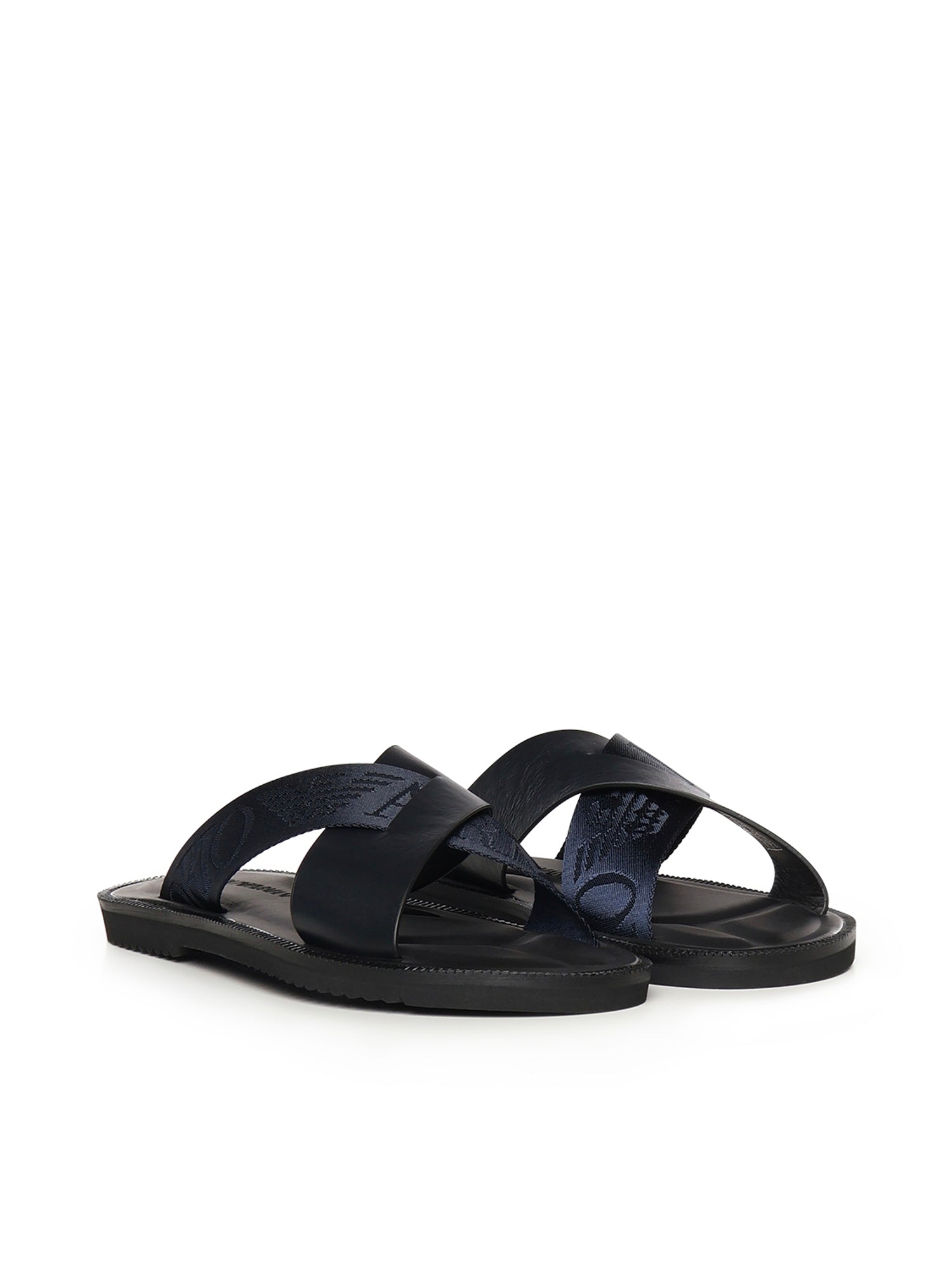 Emporio Armani Sandals Blue Cowskin/ Polyester