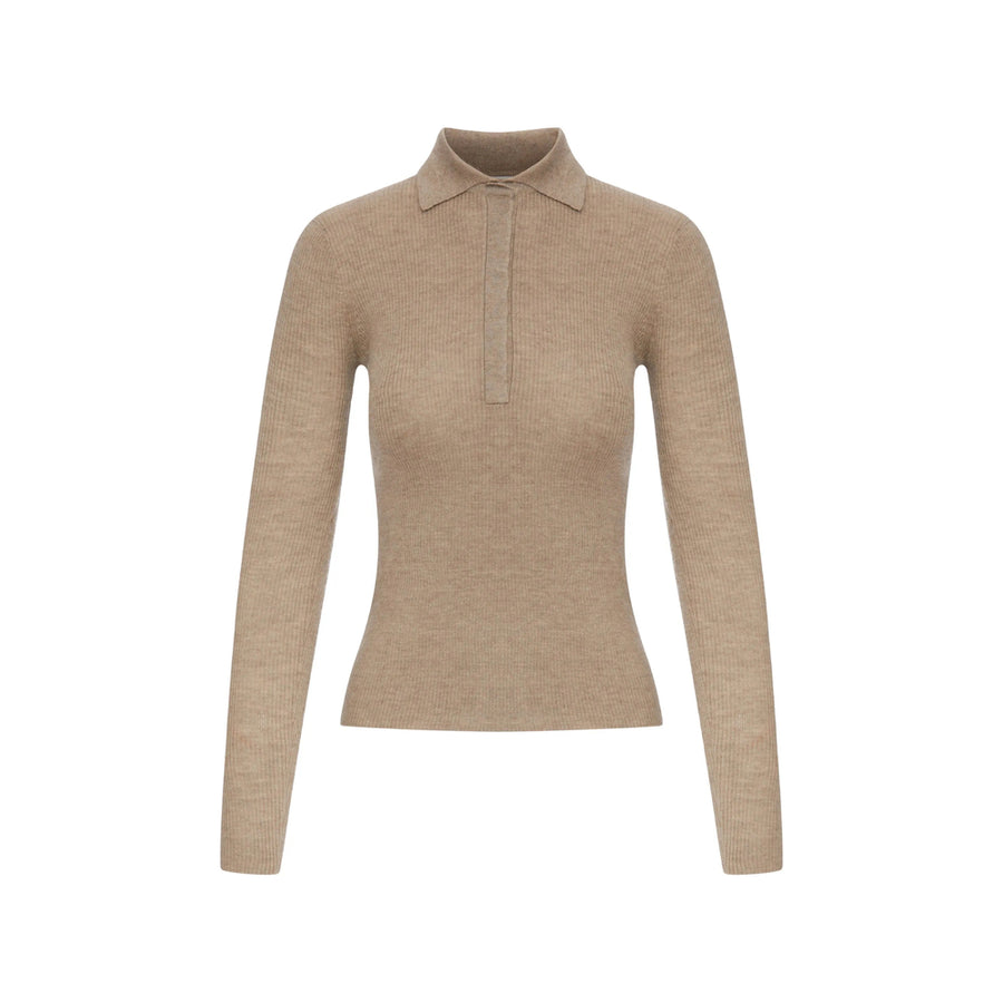 Cashmere Sweater With Ribbed Knit Neutrals