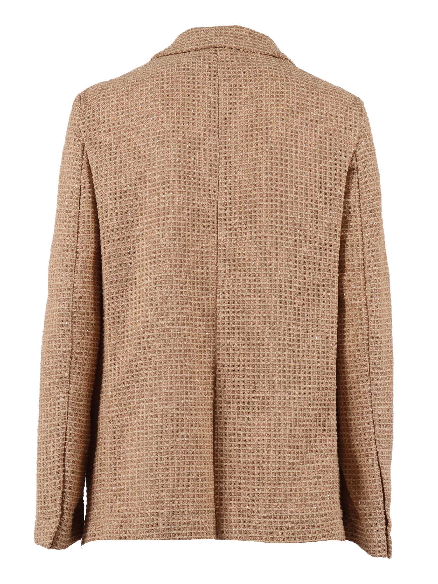 SEQUIN MESH SINGLE BREASTED JACKET Brown Cotton Polyamide