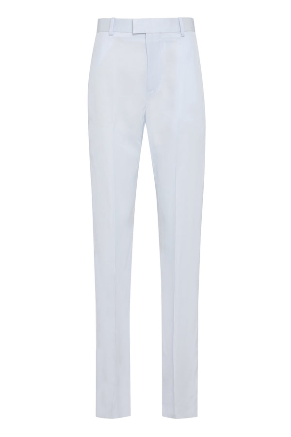 Straight-Leg Trousers Turquoise Viscose Straight