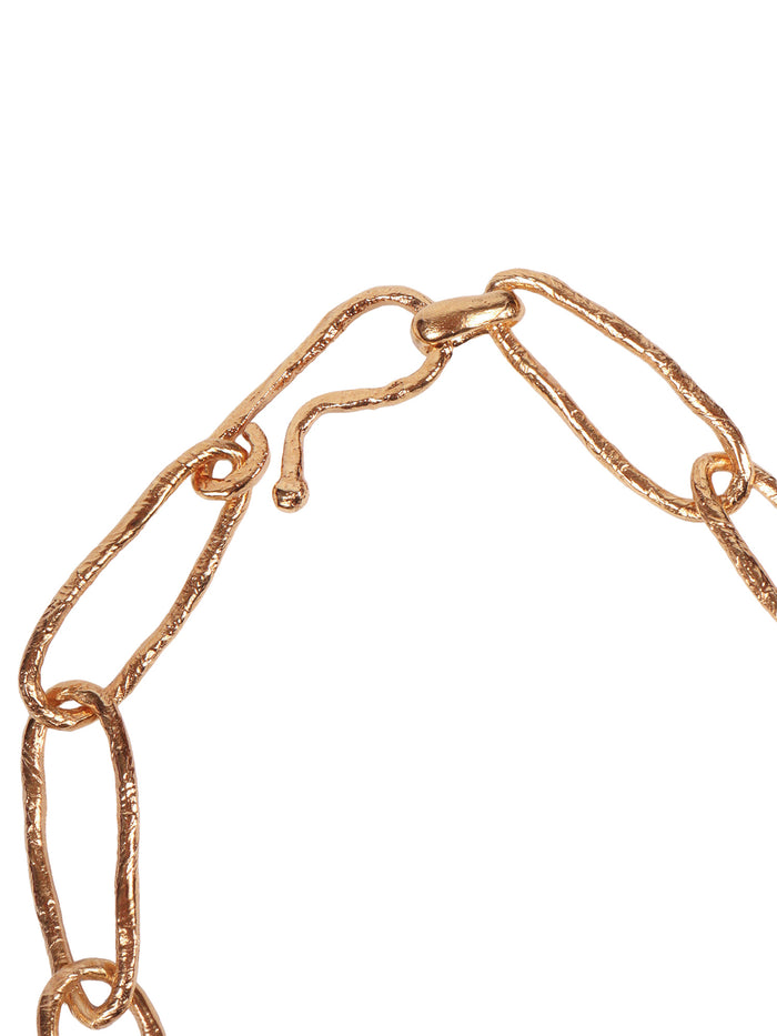 Sculptural Choker With Pearl Gold Bronze Details River Necklace