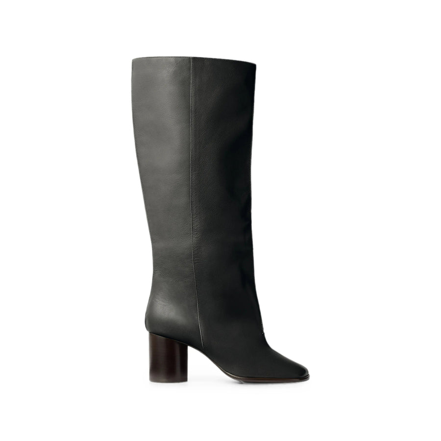 Crease Sleeve Boots Black Leather