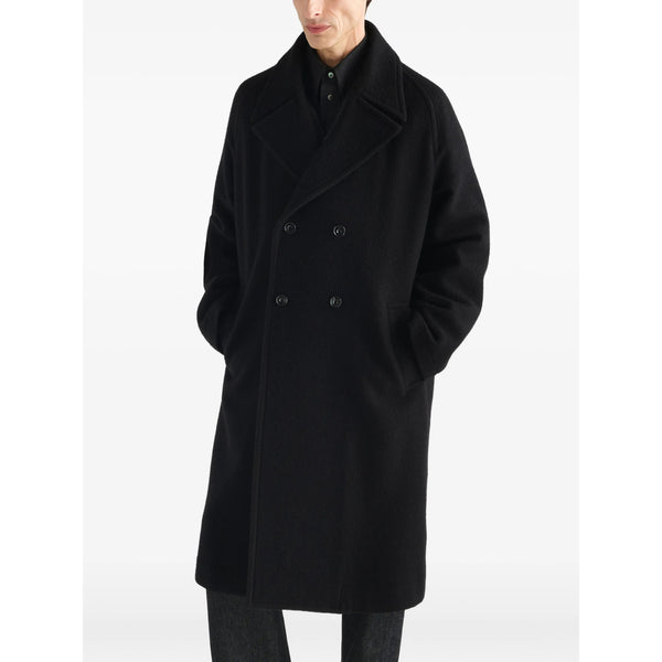 Double-Breasted Alpaca And Wool Coat Black Single Breasted