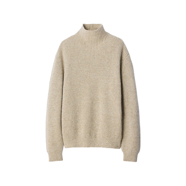 Ribbed Knit Sweater Beige Neutrals Yak