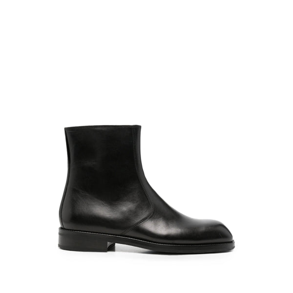 Side Zip Leather Ankle Boots Black Calf Trainers