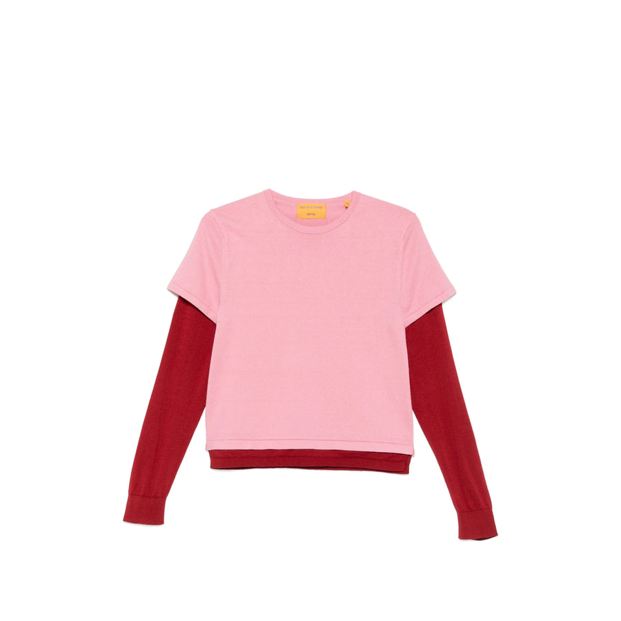 Crew-Neck Sweater Pink-Red Pink/red Silk Jumpers