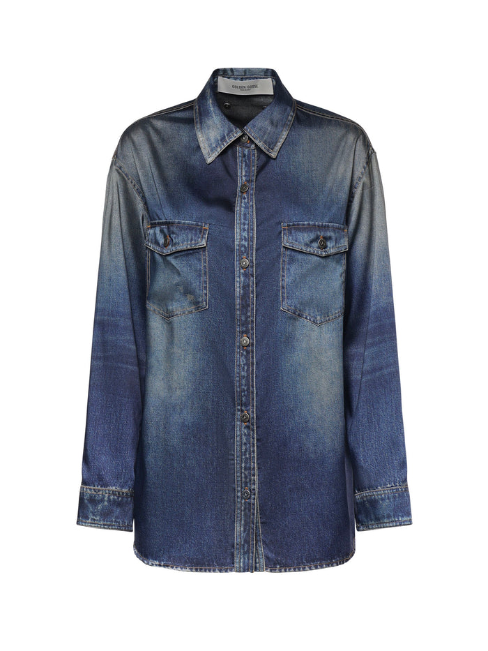 Golden Goose Shirts Denim Effect Blue Polyester