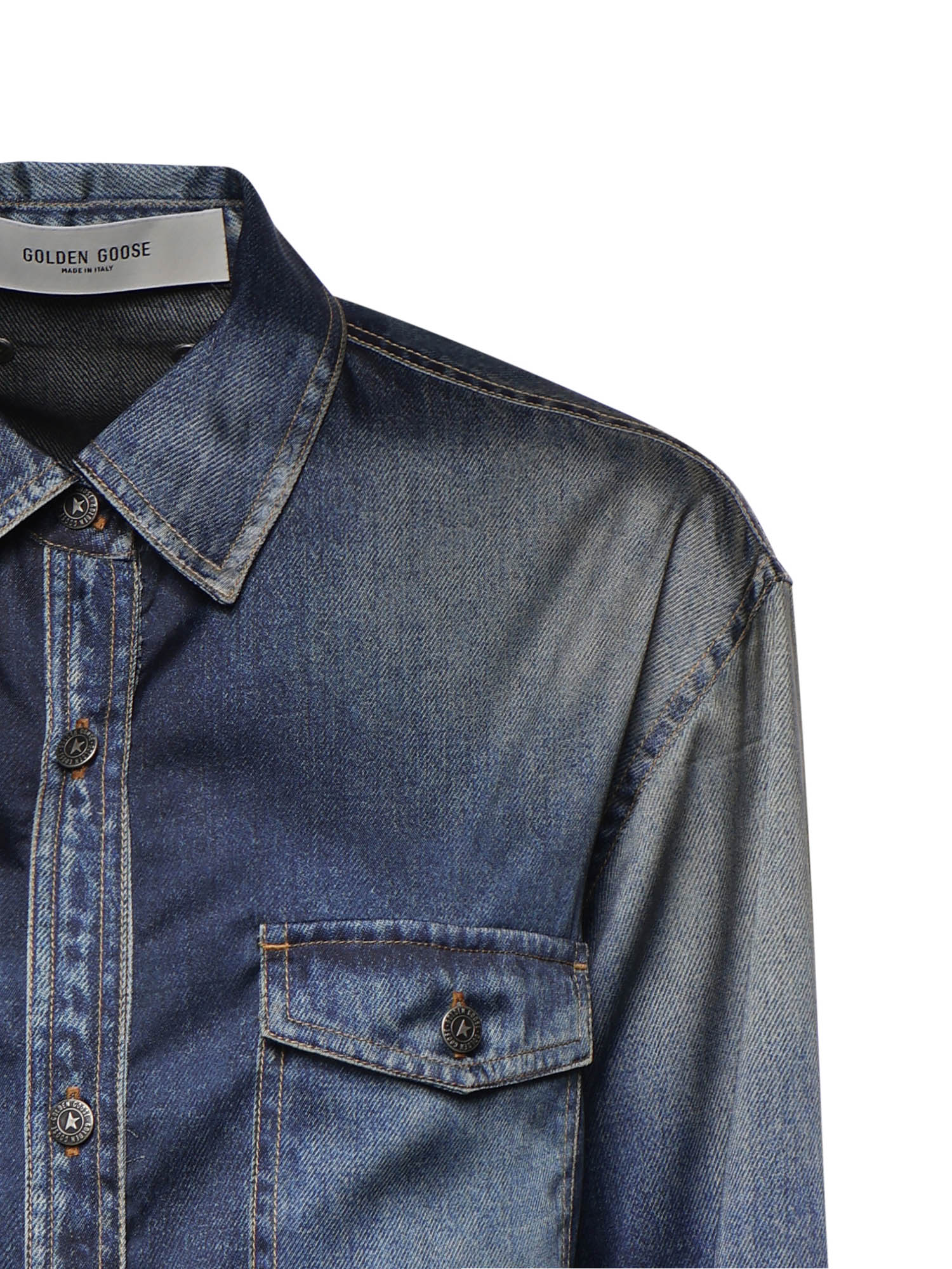Golden Goose Shirts Denim Effect Blue Polyester