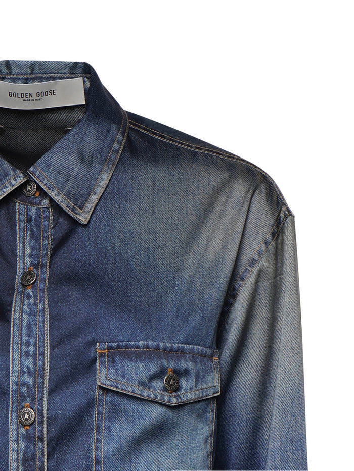 Golden Goose Shirts Denim Effect Blue Polyester