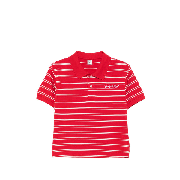 Polo Top Red-White Red/white Cotton Tops