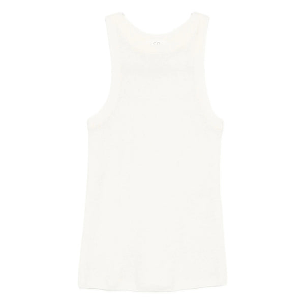 Sleeveless Ribbed Top Neutrals Fabric Vests & Tank Tops