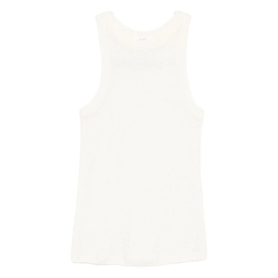 Sleeveless Ribbed Top Neutrals Fabric Vests & Tank Tops