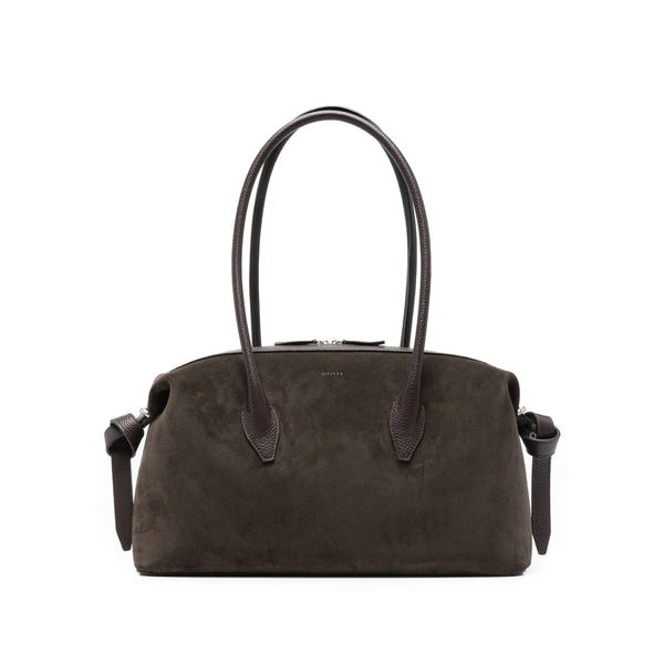 Brioche Duffle Brown Suede Shoulder Bag Calf