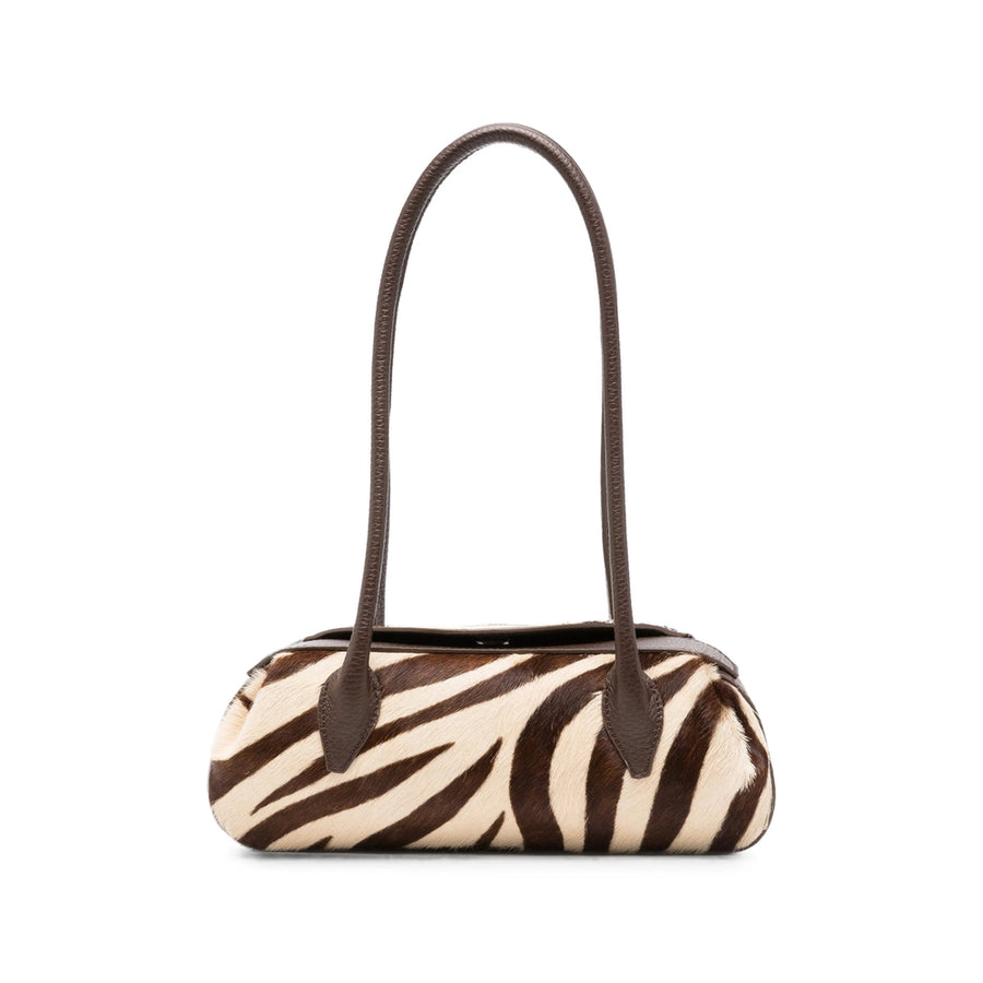 Shoulder Bag Oyster Brown Zebra Leather Calf