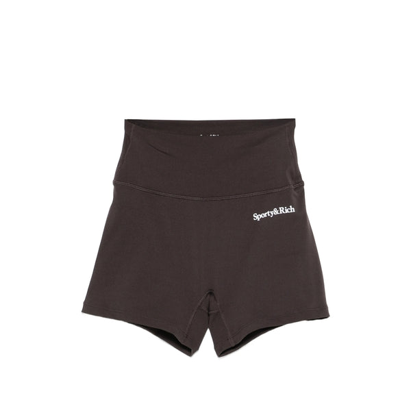 High-Waisted Running Shorts Brown Polyamide