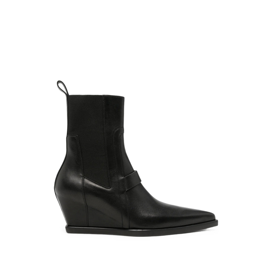 Leather Wedge Trainers Black Outer: Calf Sneaker
