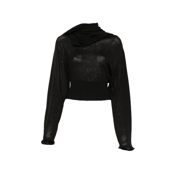 Knitted Top Black Rws Wool Blouses